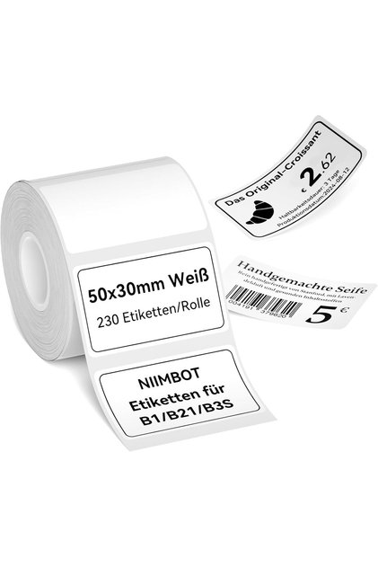 Labels Self-Adhesive Label Tape for B1 B1Pro B2 B2Pro B21 B21Pro B31 B3S K3 Label Printer, 50 x 30 mm, 1 Roll Thermal Label Tape for Retail, Office, White