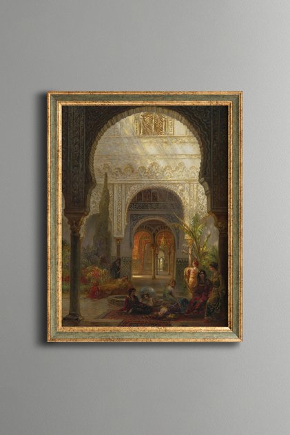 Women Inside the Arched Palace - Vintage Patterned Painting - Fine Model