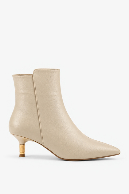 Women's Pointed Toe Short Heeled Boots Merlas Beige