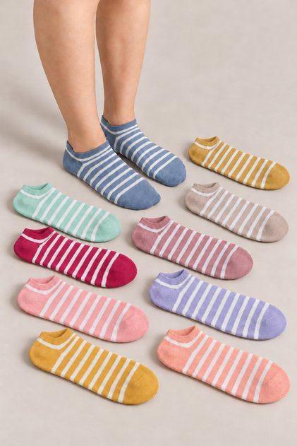 Women's Mixed Color 36-40 Size 12-Pack Booties Socks
