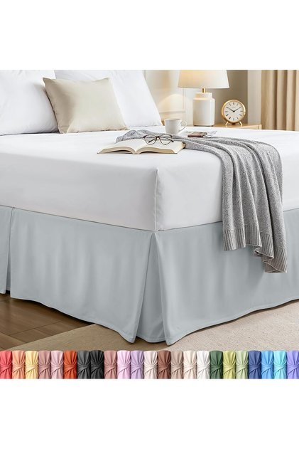 Queen Bed Skirt - Soft Quadruple Pleated Ruffle - Easy Fit with 16 Inch Tailored Drop - Hotel Qualit
