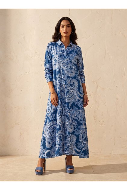 Maxi Shirt Dress with Concealed Placket