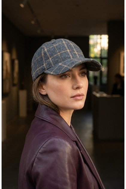 Winter Women's Hat with Visor, Cashmere Fabric