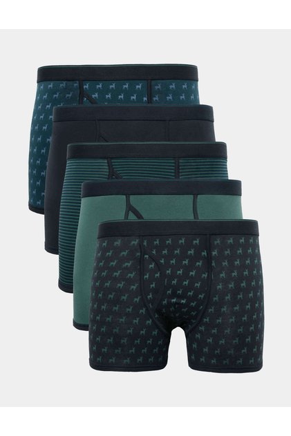 5'li Pamuklu Geyik Desenli Boxer