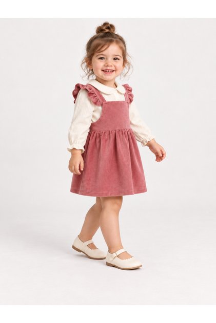 Velvet Ruffle Gilet Muslin Blouse 2-Piece Baby Girl Set