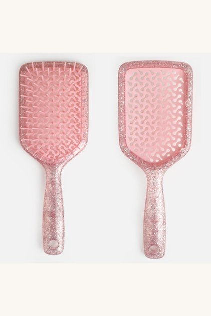 Perie descalcire par cu glitter - Roz si lila, model perforat
