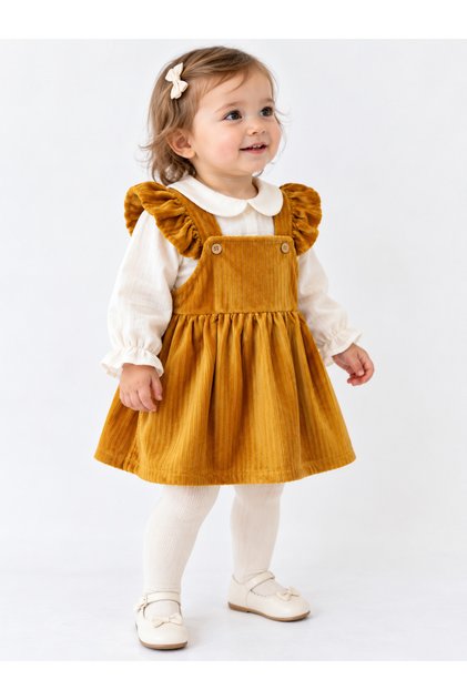 Velvet Ruffle Gilet Muslin Blouse 2-Piece Baby Girl Set