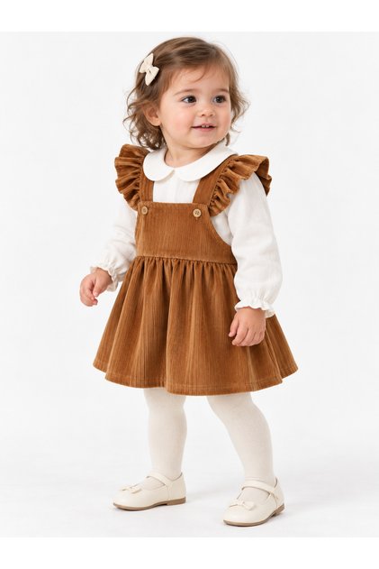 Velvet Ruffle Gilet Muslin Blouse 2-Piece Baby Girl Set