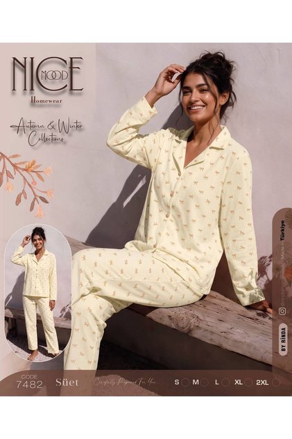 Soft Suede Fabric Shirt Collar Buttoned Long Sleeve Winter Pajama Set