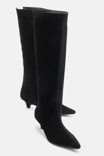 Bally Black Suede Genuine Leather Women's Short Heeled Boots
