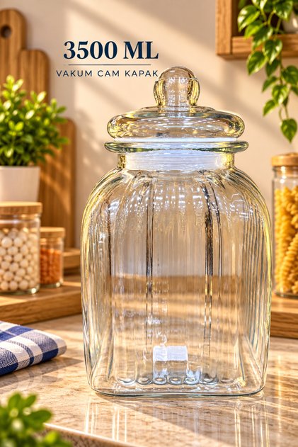 3500 ml Vacuum Glass Lid Glass Canned Food and Candy Jar Sugar Bowl