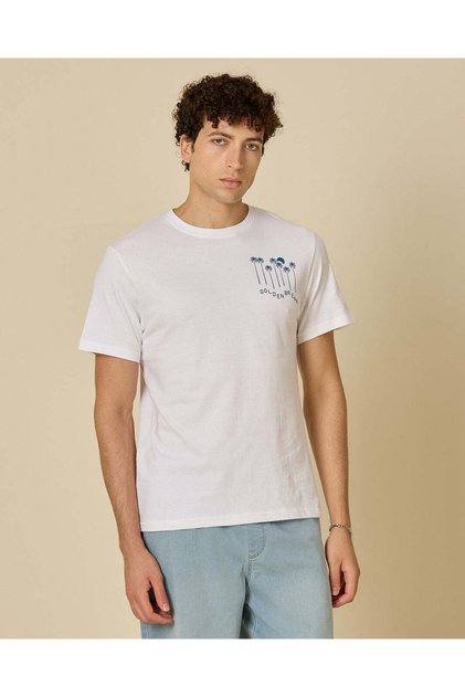 Men White And Blue Graphic T-Shirt