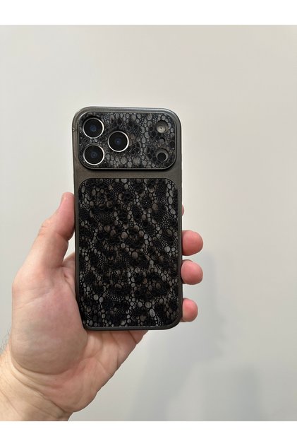 iPhone 18 Pro Compatible Black French Lace Pattern Luxury Phone Case - Stylish Cover with Camera Protection