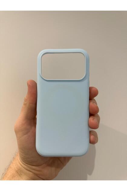 iPhone 17 Pro&18 Pro Compatible Magsafe Supported Suede Inside Launch Silicone Case with Camera Protection and Lens Protection Baby Blue