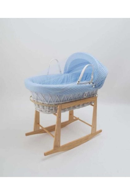 Moses basket with wooden rocking stand