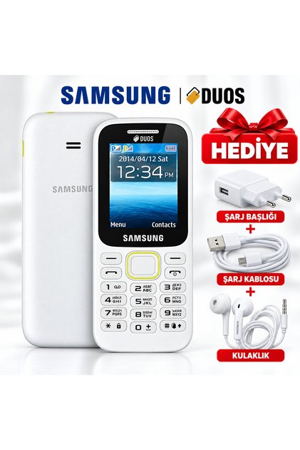 📱 Duos Tuşlu Cep Telefonu Beyaz Çift Sim Kartlı – Şarj Başlığı Şarj Kablosu Ve Kulaklık Hediye
