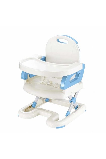 Foldable Supportive Baby Dining Chair with 5 Adjustable Heights Blue