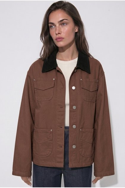 Women's Velvet Collar Oversize Gabardine Jacket