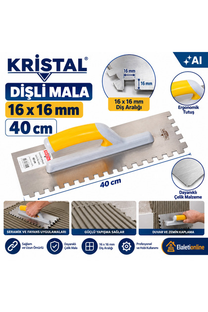 40 cm 16x16 mm Dişli Mala Açık Ağız – Profesyonel Seramik ve Fayans Tarağı