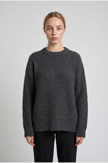 Women's Anthracite Lightweight Loose Hair Knit Boxy Fit Extra Long Sleeve Sweater S m L Compatible