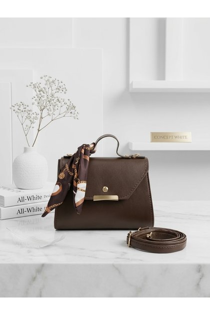 Faux Leather Scarf Detailed Shoulder & Hand Bag