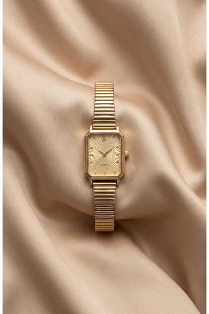 Women's Steel Watch Gold Color Premium Collection Rectangular Case Vintage Watch |   Stylish Elegant Classic Old Money Luxury Women's Wristwatch |   Limited Edition 2027