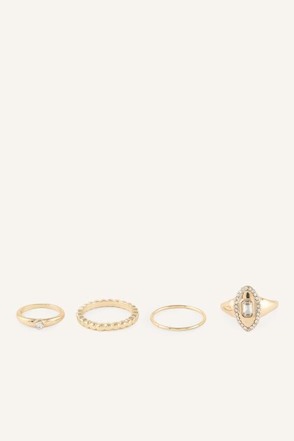Women's 4-Piece Stone Detailed Ring I8785Axns