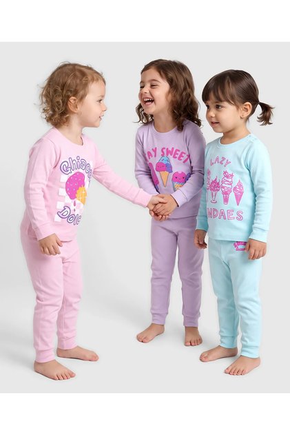 Ice Cream Printed Cotton Pajama Sets (Pack of 3) - Multi Color Online in KSA, Buy at Best Price from FirstCry.sa - 21705133