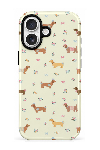 iPhone 16 Plus Compatible - Sausage Poodles, Double Layer Cover, Glossy Surface Protective Case