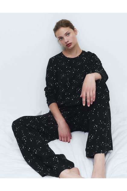 Saf Pamuklu Desenli Pijama Takımı