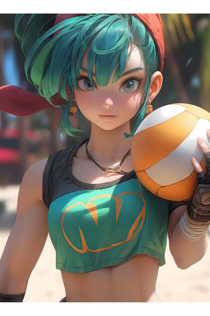 Beach Volleyball Girl Anime Metal Poster - Magnetic Wall Art Print