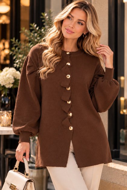 New Season Women's Buttoned Pique Knitted Cardigan
