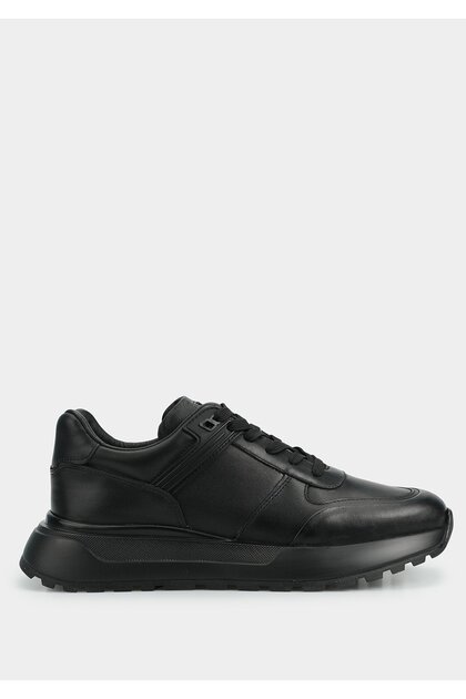 Black Leather Men's Sneaker