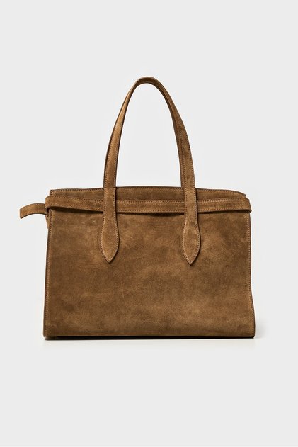 Genuine Leather Large Size Shoulder Bag-Tan