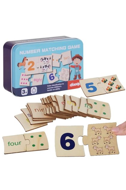 Set de numere din lemn Montessori | Jucărie educativă 2+ ani | Puzzle de potrivire a numerelor, cuvintelor în engleză și a culorilor | Dezvoltă abilitățile motorii fine, logica și simțul numeric