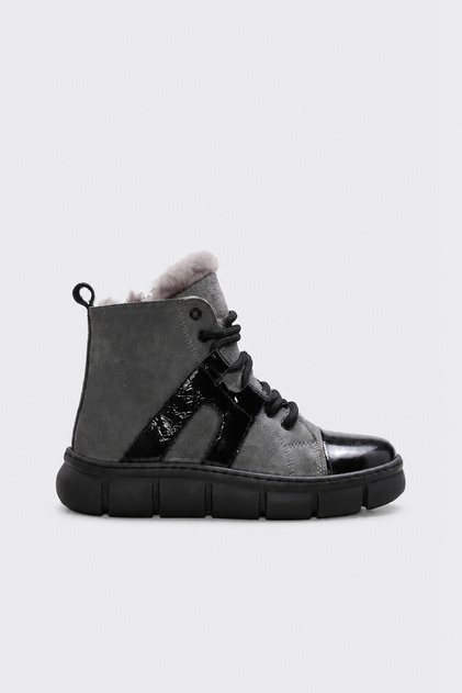 Genuine Leather Fur 316Kxea3172 Smoked Suede Black Patent Leather Girls' Classic Boots