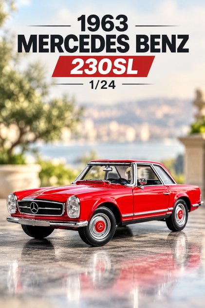 1963 Mercedes Benz 230Sl 1/24 Diecast Metal Model Car