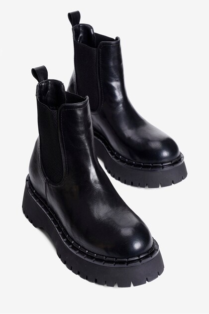 Women's Chelsea Boots Elastic Thick Sole Nox Black