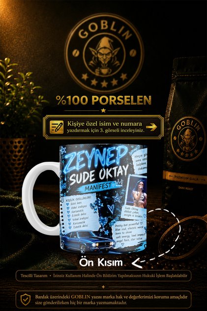 Kişiye Özel İsimli Manifest Zeynep Oktay Baskılı Porselen Kupa Bardak - Hediyelik Çay Kahve Kupası