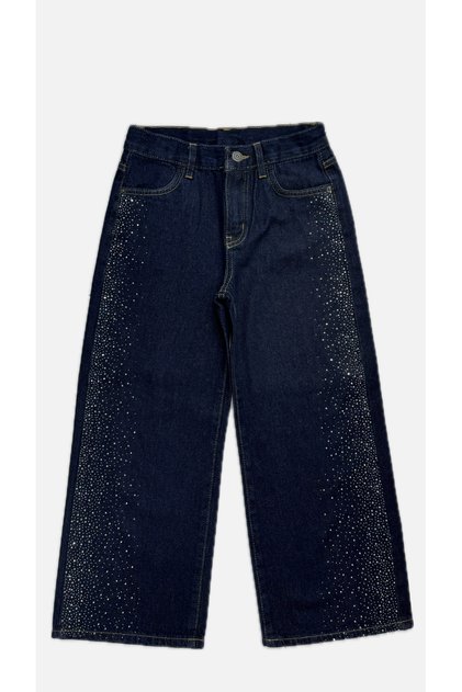 Girl's Dark Blue Stoned Jean Pants 6/10 Years