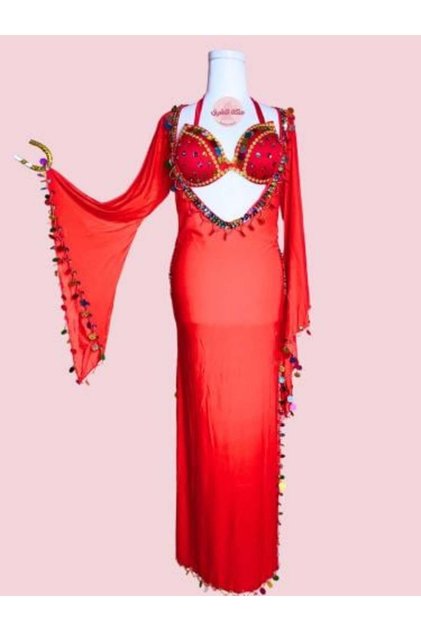 Queen Senorita Belly Dance Suit (Red) (Two Pieces)