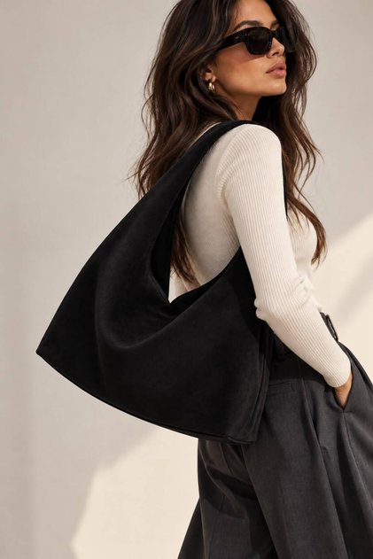 Women's Suede Hobo Shoulder Bag - Casual Model Large Volume Handbag