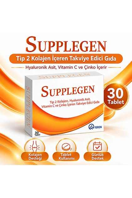 SUPPLEGEN - Tip 2 Kolajen,Hyaluronik Asit,Vitamin C ve Çinko İçeren Takviye Edici Gıda
