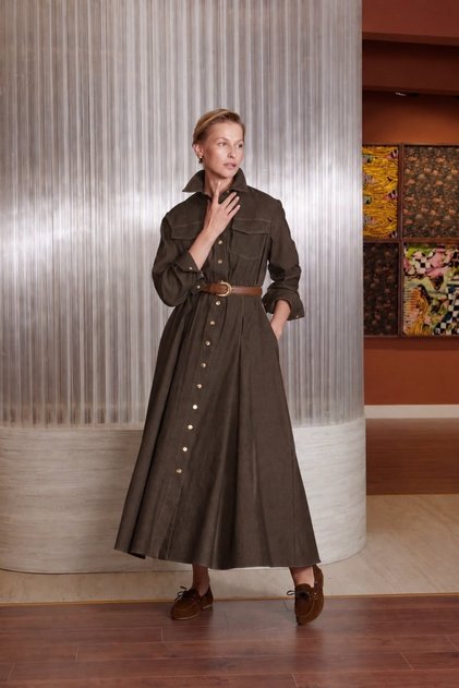 5381 Belted Stitched Denim Dress