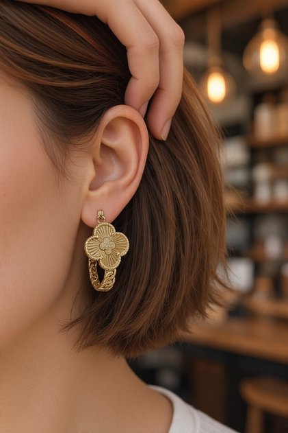 Cm yonca model tasarım küpe