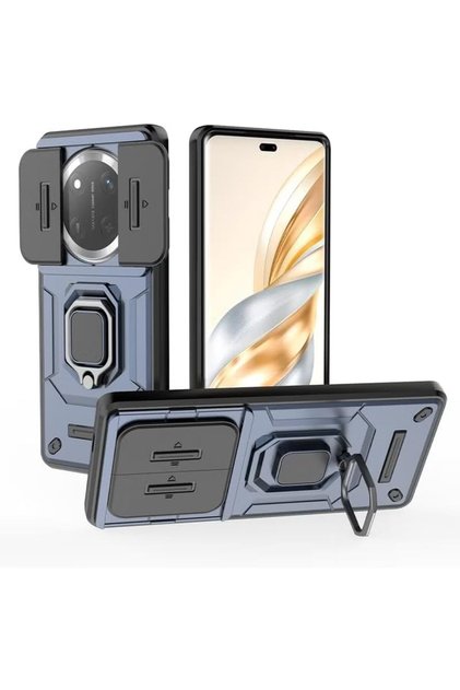 Yoova King Mobile Phone Case for Honor X9C 5g with Slide Camera Cover and Ring Holder, Protective Accessories