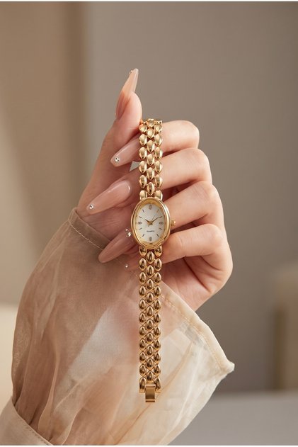 Women's Steel Watch Gold Color Pearlescent White Dial | Premium Luxury Elegant Vintage Old Money Classic Stylish Women's Wristwatch | Limited Edition 2027