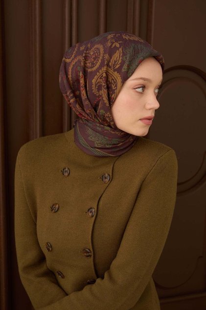 Velora Eşarp Shawl Pattern Acı Kahve