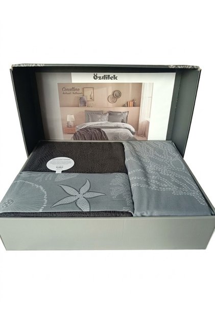 Corallino Double Pique Duvet Cover Set 100% Cotton - Anthracite