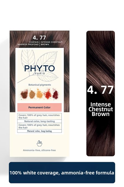 Color Ammonia-Free Permanent Natural Ingredient Herbal Hair Dye 4.77 Intense Chestnut Copper